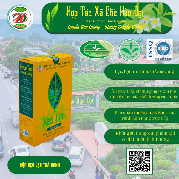 Kẹo Lạc Trà Xanh 300g - HTX chè Hảo Đạt